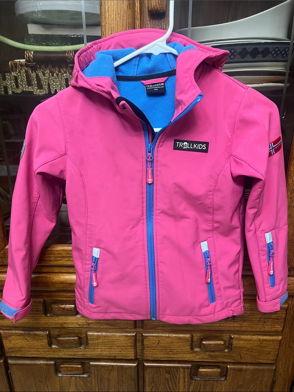 Trollkids Pink Jacket with Blue Trim